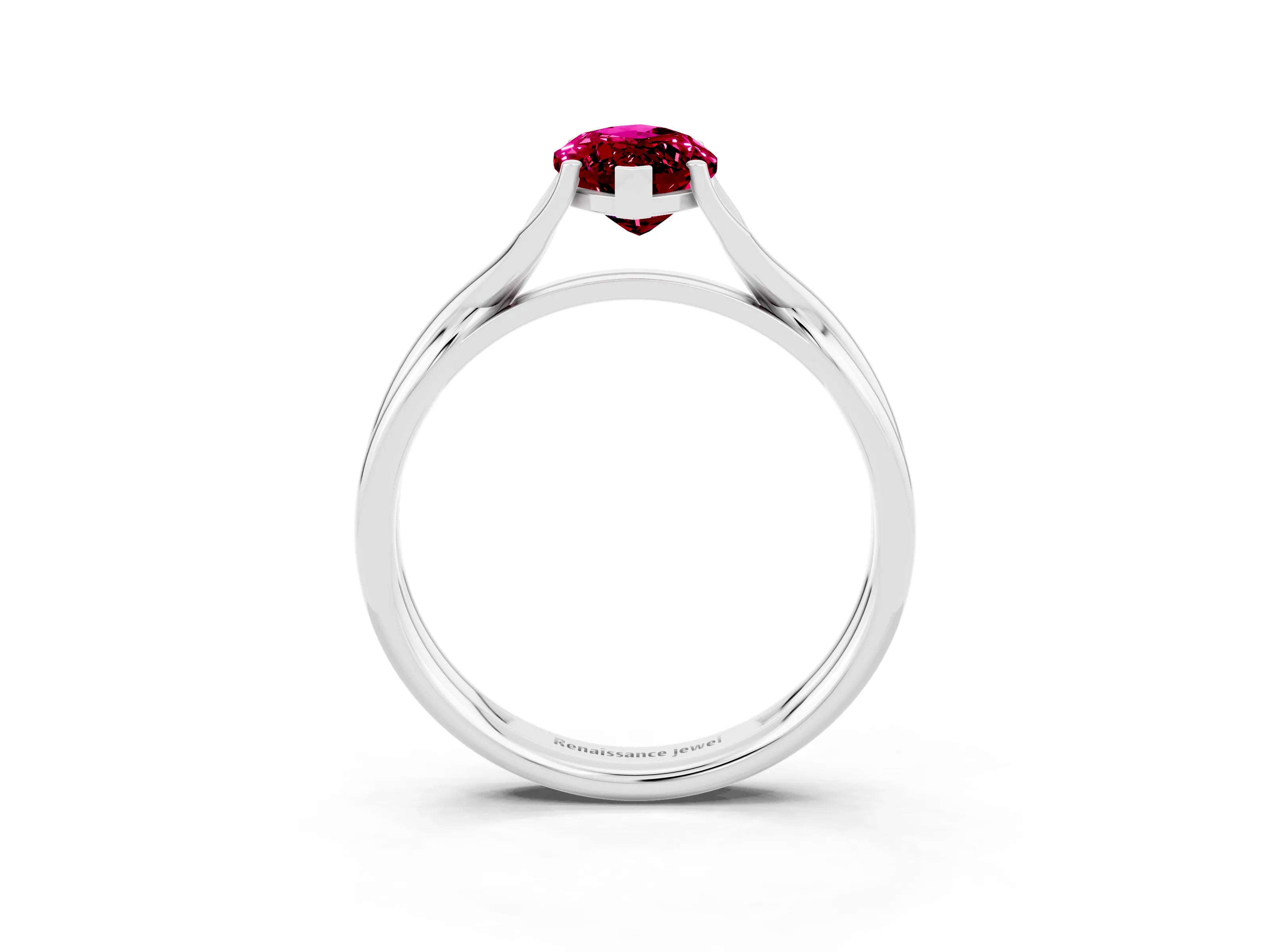 White gold Marquise Cut Garnet Solitaire Twist Band Prong Setting Ring_39