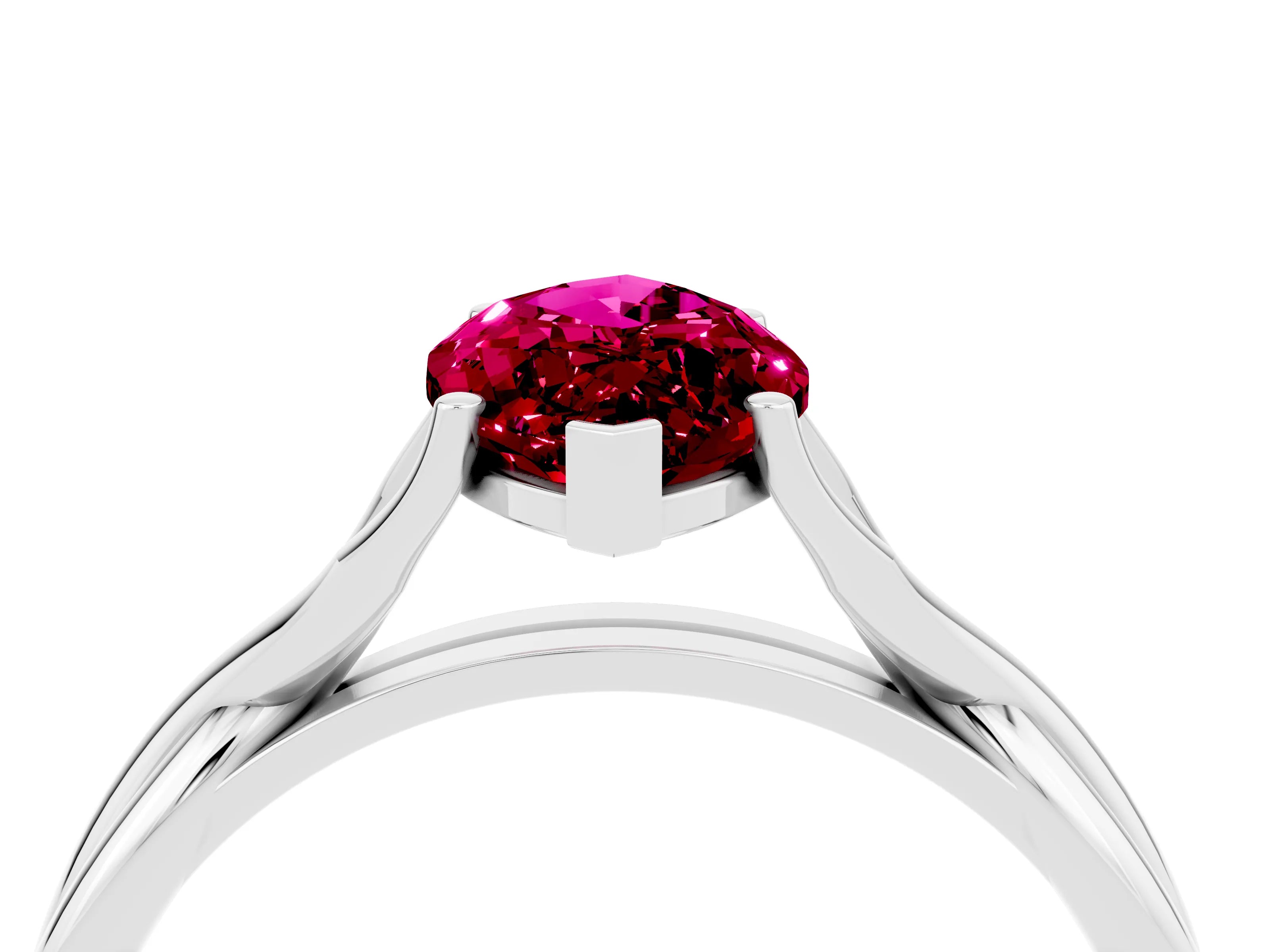 White gold Marquise Cut Garnet Solitaire Twist Band Prong Setting Ring_40