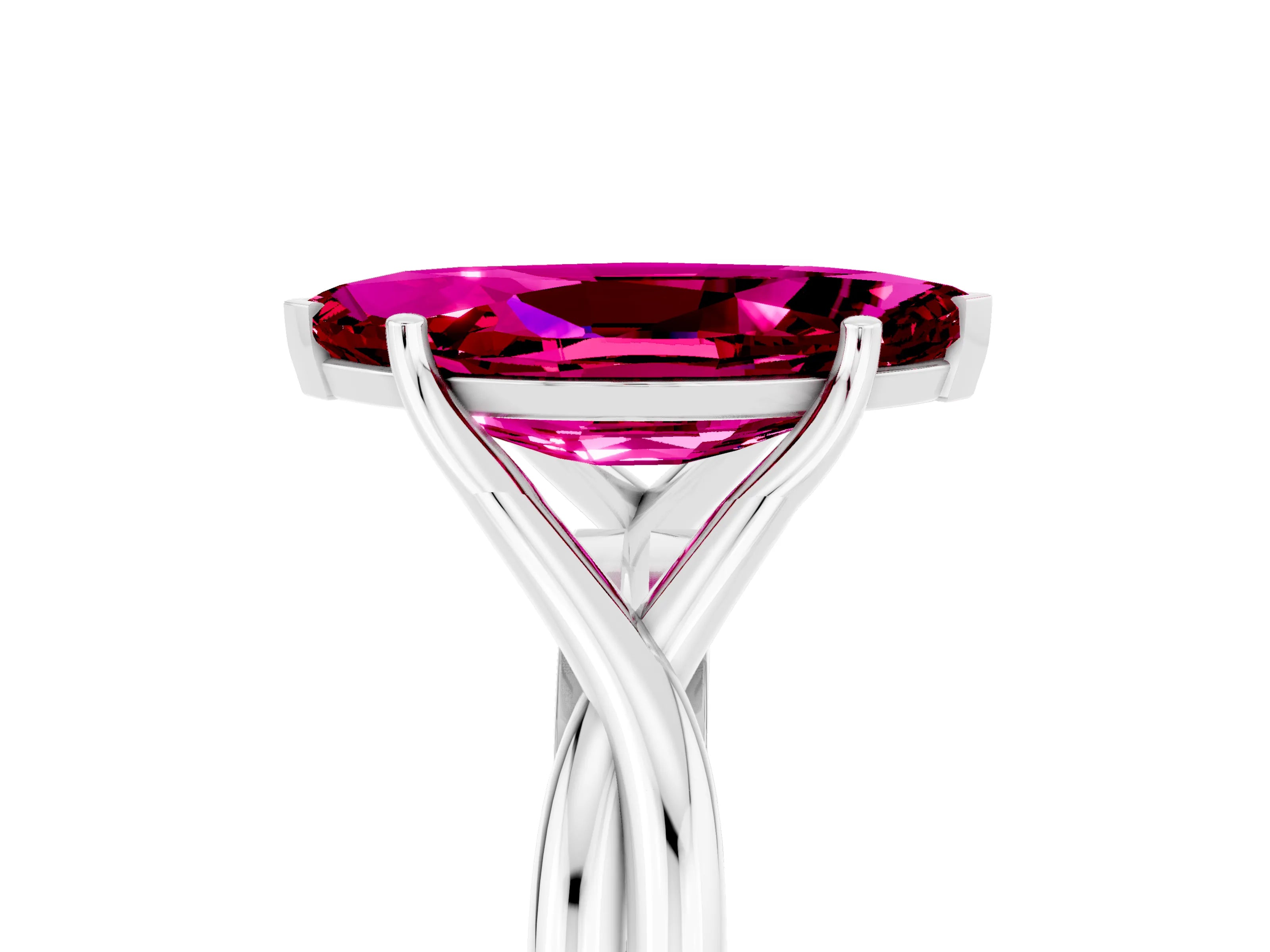 White gold Marquise Cut Garnet Solitaire Twist Band Prong Setting Ring_41