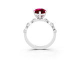 White gold Marquise Cut Garnet Solitaire Twisted Band with Round  Accents and Prong Setting_16