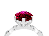 White gold Marquise Cut Garnet Solitaire Twisted Band with Round  Accents and Prong Setting_16