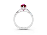 White gold Marquise Cut Garnet Solitaire with Side Baguettes and Channel Set Band_3