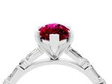 White gold Marquise Cut Garnet Solitaire with Side Baguettes and Channel Set Band_4