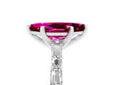 White gold Marquise Cut Garnet Solitaire with Side Baguettes and Channel Set Band_5