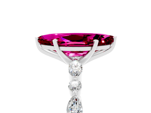 White gold Marquise Cut Garnet Solitaire with Side Stones on a Pavé Band and Four-Prong Setting_5