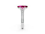 White gold Marquise Cut Garnet Split Shank Engagement Ring with Pavé Band_2