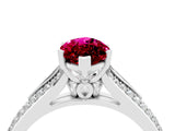 White gold Marquise Cut Garnet Split Shank Engagement Ring with Pavé Band_4