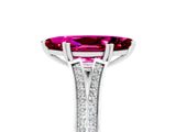 White gold Marquise Cut Garnet Split Shank Engagement Ring with Pavé Band_5