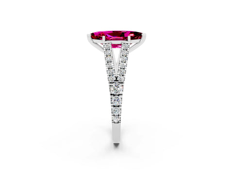 White gold Marquise Cut Garnet Split Shank Pavé Engagement Ring with Four-Prong Setting_14