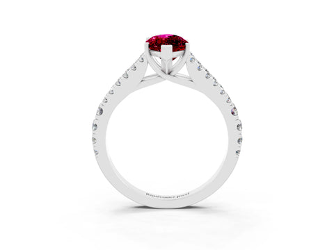 White gold Marquise Cut Garnet Split Shank Pavé Engagement Ring with Four-Prong Setting_15