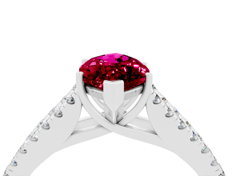 White gold Marquise Cut Garnet Split Shank Pavé Engagement Ring with Four-Prong Setting_16