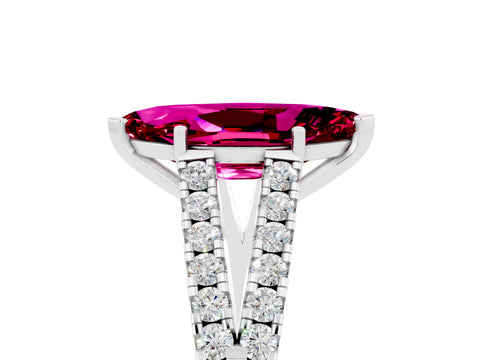 White gold Marquise Cut Garnet Split Shank Pavé Engagement Ring with Four-Prong Setting_17