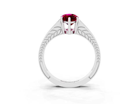 White gold Marquise Cut Garnet Split Shank Ring with Pavé Band and Four-Prong Setting_3