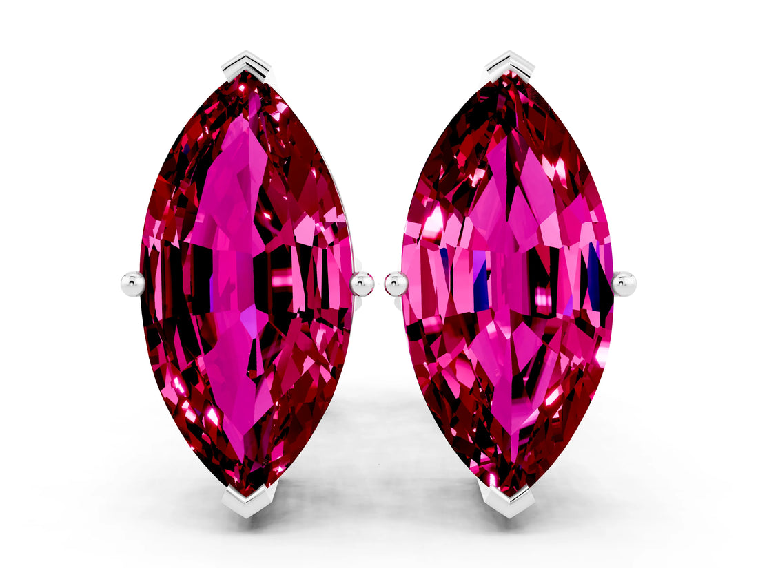 14K White Gold 0.72 Carat Marquise Garnet Stud Earrings