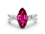 White gold Marquise Cut Garnet Three-Stone Ring with Pavé Split Shank and Four-Prong Setting_12