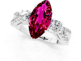 White gold Marquise Cut Garnet Three-Stone Ring with Pavé Split Shank and Four-Prong Setting_13