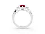 White gold Marquise Cut Garnet Three-Stone Ring with Pavé Split Shank and Four-Prong Setting_15