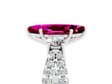 White gold Marquise Cut Garnet Three-Stone Ring with Pavé Split Shank and Four-Prong Setting_17