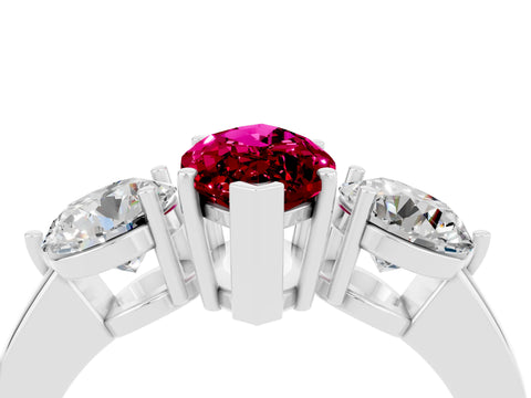 White gold Marquise Cut Garnet Three-Stone Ring with Prong Setting and Classic Band_4