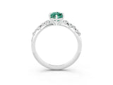 White gold Marquise Cut Green Sapphire Cluster Side Stone Solitaire Ring with Prong Setting_27
