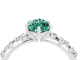 White gold Marquise Cut Green Sapphire Cluster Side Stone Solitaire Ring with Prong Setting_28