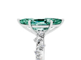 White gold Marquise Cut Green Sapphire Cluster Side Stone Solitaire Ring with Prong Setting_29
