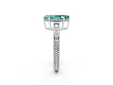 White gold Marquise Cut Green Sapphire Engagement Ring with Milgrain Channel Set Band and Prong Setting_2