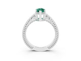 White gold Marquise Cut Green Sapphire Engagement Ring with Milgrain Channel Set Band and Prong Setting_3
