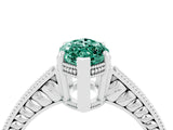 White gold Marquise Cut Green Sapphire Engagement Ring with Milgrain Channel Set Band and Prong Setting_4