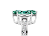 White gold Marquise Cut Green Sapphire Engagement Ring with Milgrain Channel Set Band and Prong Setting_5
