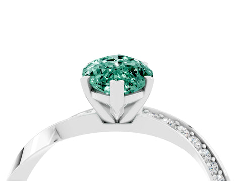 White gold Marquise Cut Green Sapphire Engagement Ring with Side Stone Accents and Four-Prong Setting_31