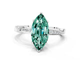 White gold Marquise Cut Green Sapphire Engagement Ring with Side Stone Accents and Four-Prong Setting_60