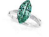 White gold Marquise Cut Green Sapphire Engagement Ring with Side Stone Accents and Four-Prong Setting_61