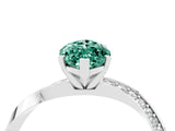 White gold Marquise Cut Green Sapphire Engagement Ring with Side Stone Accents and Four-Prong Setting_64