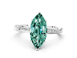 White gold Marquise Cut Green Sapphire Engagement Ring with Side Stone Accents and Four-Prong Setting_84