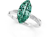 White gold Marquise Cut Green Sapphire Engagement Ring with Side Stone Accents and Four-Prong Setting_85