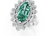 White gold Marquise Cut Green Sapphire Floral Double Halo Engagement Ring with Prong Setting_37