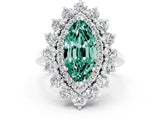 White gold Marquise Cut Green Sapphire Floral Double Halo Engagement Ring with Prong Setting_37