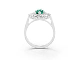 White gold Marquise Cut Green Sapphire Floral Double Halo Engagement Ring with Prong Setting_40