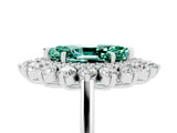 White gold Marquise Cut Green Sapphire Floral Double Halo Engagement Ring with Prong Setting_41