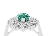 White gold Marquise Cut Green Sapphire Floral Double Halo Engagement Ring with Prong Setting_41