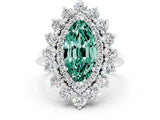 White gold Marquise Cut Green Sapphire Floral Double Halo Engagement Ring with Prong Setting_84