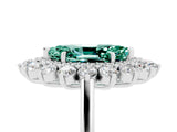 White gold Marquise Cut Green Sapphire Floral Double Halo Engagement Ring with Prong Setting_89