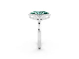 White gold Marquise Cut Green Sapphire Halo Ring with Tapered Band and Four-Prong Setting_2