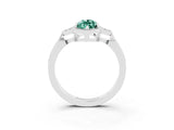 White gold Marquise Cut Green Sapphire Halo Ring with Tapered Band and Four-Prong Setting_3
