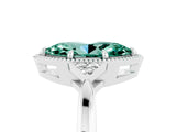White gold Marquise Cut Green Sapphire Halo Ring with Tapered Band and Four-Prong Setting_5