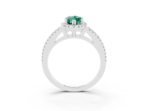 White gold Marquise Cut Green Sapphire Halo Split Shank Engagement Ring_15