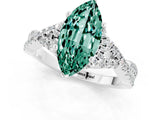 White gold Marquise Cut Green Sapphire Halo Twist Band Solitaire Prong Setting Ring_1