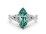 White gold Marquise Cut Green Sapphire  Halo Twist Band Solitaire Prong Setting Ring_30