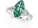 White gold Marquise Cut Green Sapphire  Halo Twist Band Solitaire Prong Setting Ring_31